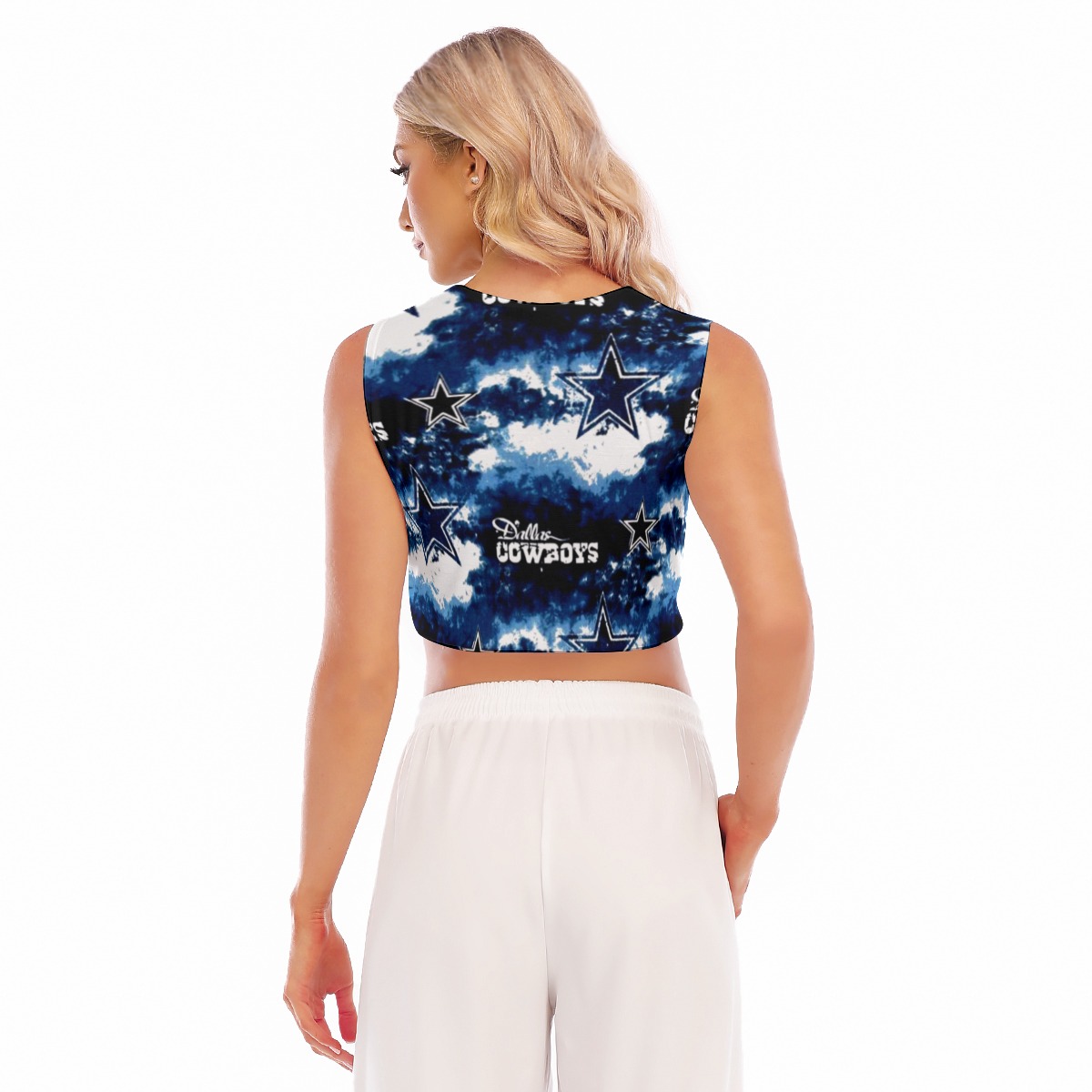 Dallas Cowboys Zubaz All-Over Print Women's Sleeveless Cropped Top - Image 4