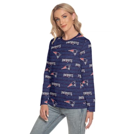 New England Patriots Zubaz All-Over Print Women's O-neck Long Sleeve T-shirt