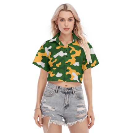 Green Bay Packers All-Over Print Women's Cropped Shirt