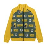 Green Bay Packers All-Over Print Unisex Stand Up Collar Jacket With Raglan Sleeve | 310GSM Cotton