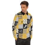 Pittsburgh Steelers Zubaz All-Over Print Men's Lapel T-shirt With Neckline Zipper Closure - Image 3