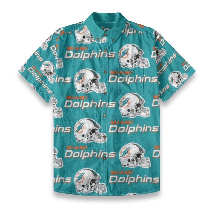 Miami Dolphins Zubaz All-Over Print Men's Breathable Cotton Shirt|125GSM - Image 6