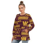 Washington Commanders Redskins Women's Side Split O-neck Sweatshirt - Image 3