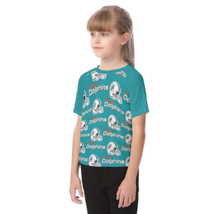 Miami Dolphins Zubaz All-Over Print Kid's Raglan Sleeve T-shirt - Image 3