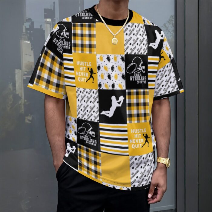 Pittsburgh Steelers All-Over Print Unisex Drop-shoulder T-shirt|180GSM - Image 2