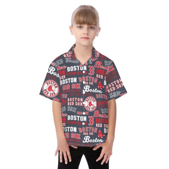 Boston Red Sox Kid's Hawaiian Vacation Shirt - Image 1