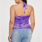 Buffalo Bills Zubaz All-Over Print Women's Lace-Trimmed Tie-Back Top