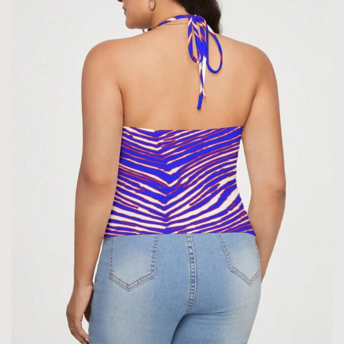 Buffalo Bills Zubaz All-Over Print Women's Lace-Trimmed Tie-Back Top - Image 1