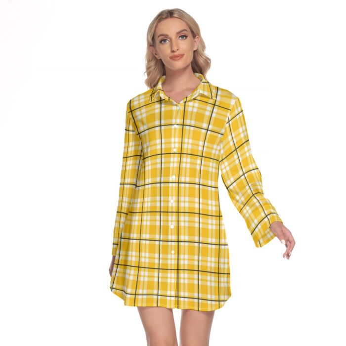 Pittsburgh Steelers All-Over Print Women's Lapel Shirt Dress With Long Sleeve - Image 1