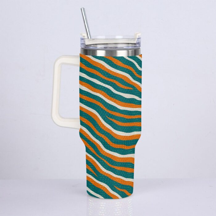 Miami Dolphins Zubaz 40oz Diamond Cup With Stainless Steel Straw - Image 2