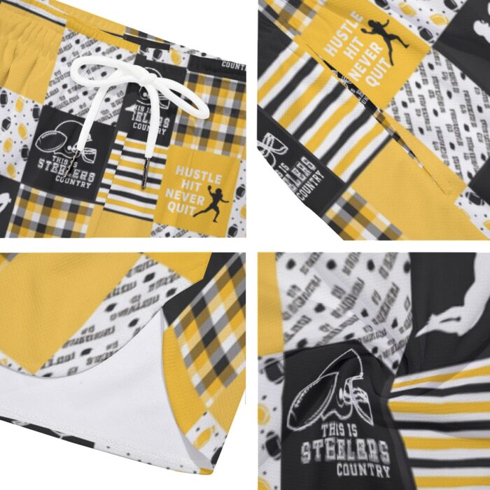 Pittsburgh Steelers Zubaz All-Over Print Men's Side Split Running Sport Shorts - Image 8