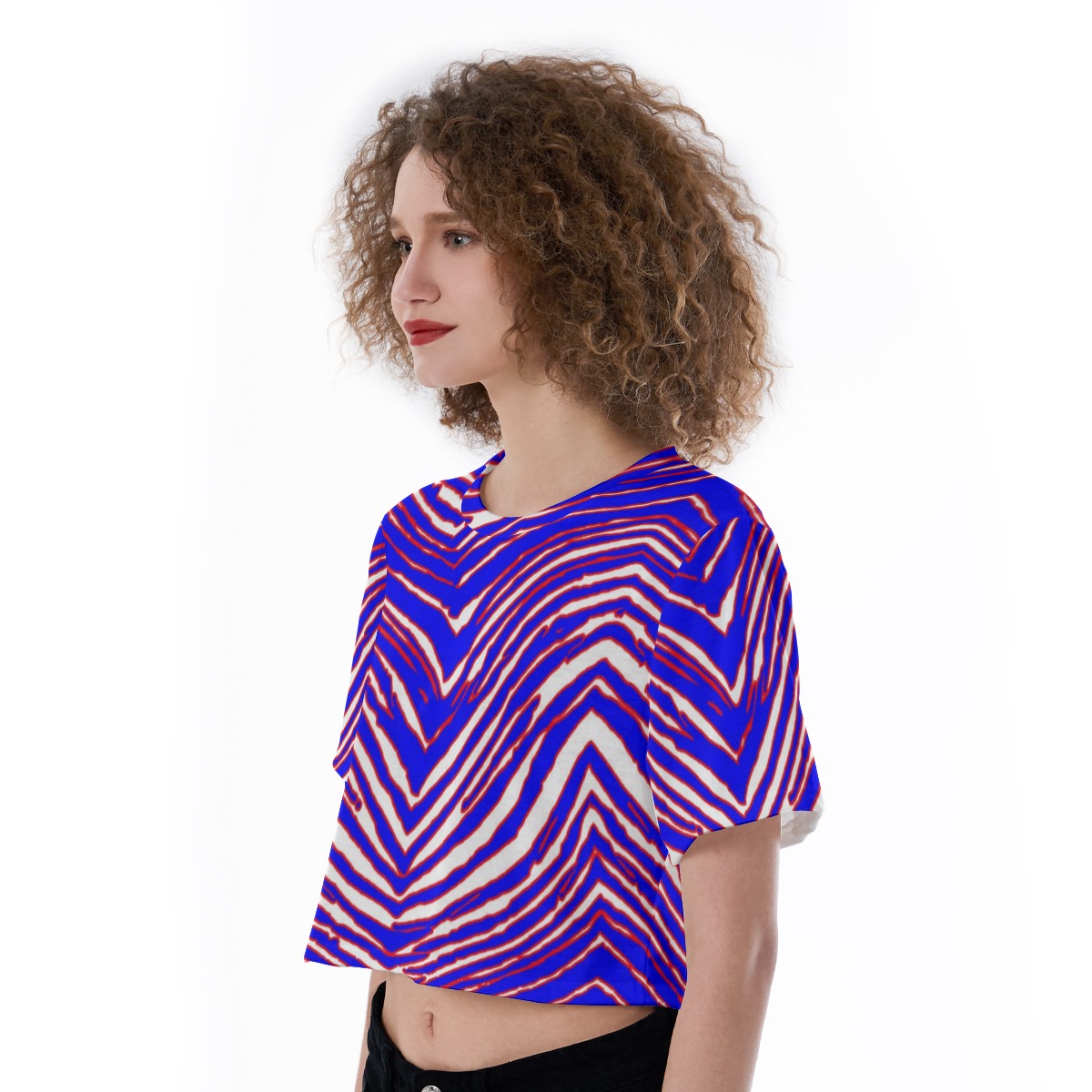 Buffalo Bills Zubaz All-Over Print Cropped T-Shirt - Image 4