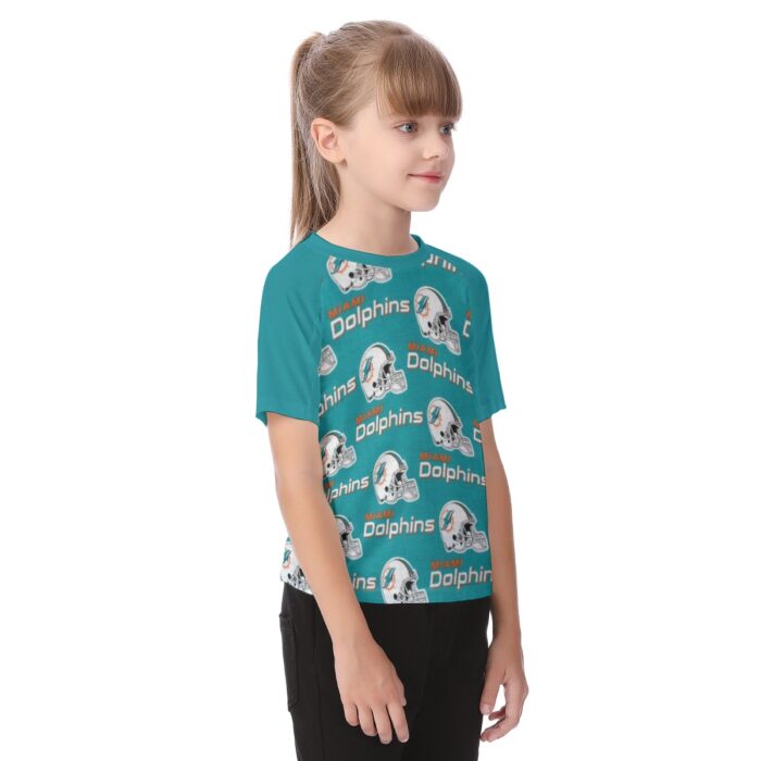Miami Dolphins Zubaz All-Over Print Kid's Raglan Sleeve T-shirt - Image 4