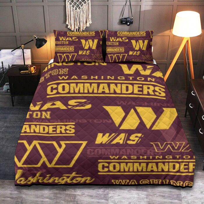Washington Commanders   Quilt & Pillow Cases With  Edge-wrapping Strips - Image 1