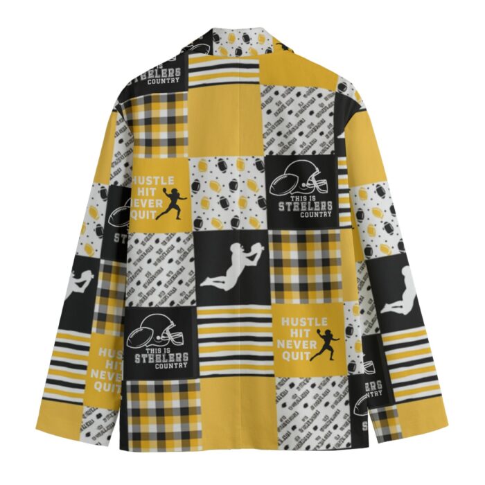 Pittsburgh Steelers Zubaz All-Over Print Men's Casual Flat Lapel Collar Blazer - Image 1