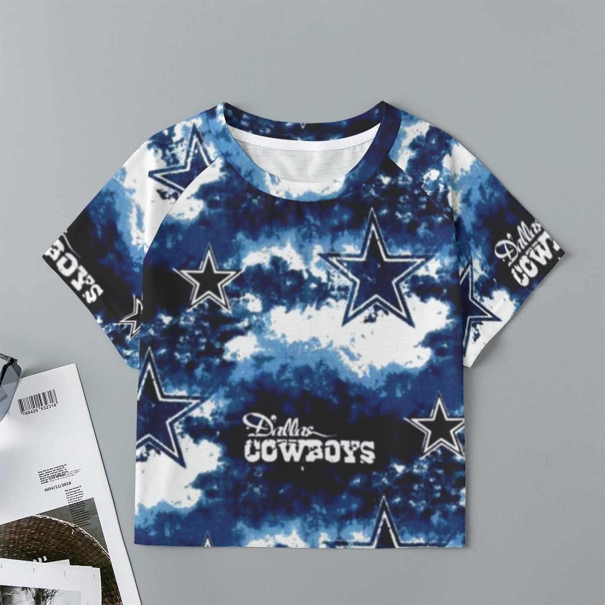 Dallas Cowboys Zubaz Eco-friendly All-Over Print Women's cropped Raglan T-shirt With Short Sleeve - Image 3