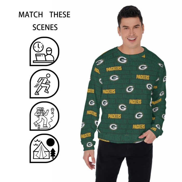 Green Bay Packers All-Over Print Men's Thicken Sweater - Image 2