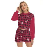 Alabama - Crimson Tide tartan Women's Short Sweatshirt And Pants Suit