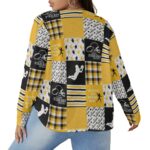 Pittsburgh Steelers Zubaz All-Over Print Women's V-neck T-shirt With Curved Hem(Plus Size) - Image 3
