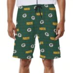 Green Bay Packers All-Over Print Men's Beach Shorts - Image 2