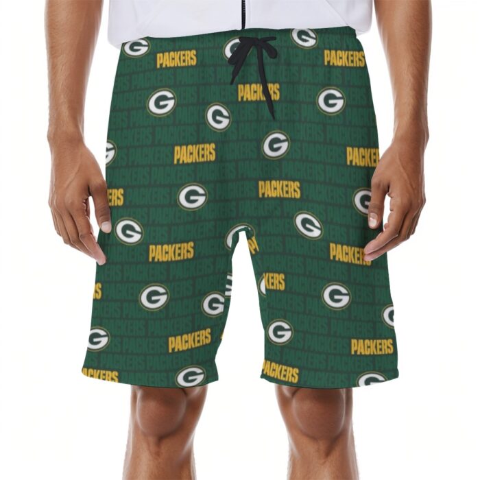 Green Bay Packers All-Over Print Men's Beach Shorts - Image 2