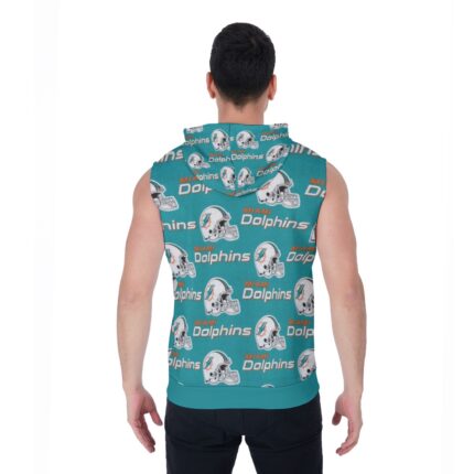 Miami Dolphins Zubaz All-Over Print Men's Zipper-Up Sleeveless Hoodie
