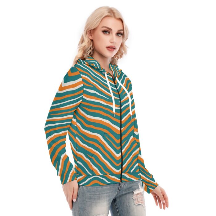 Miami Dolphins Zubaz All-Over Print Women's Hoodie With Zipper - Image 4