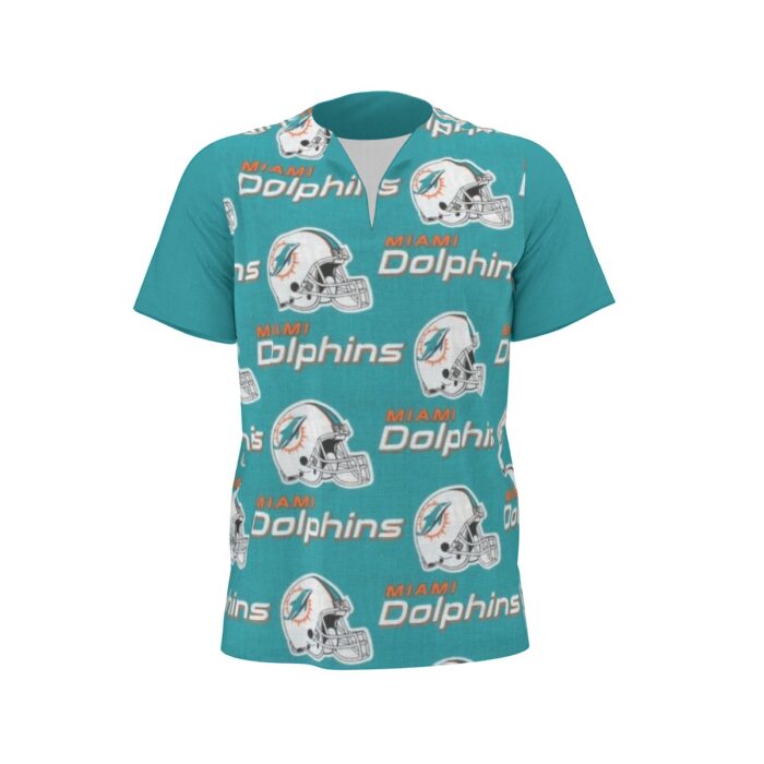 Miami Dolphins Zubaz All-Over Print  Men's African Dashiki Shirt - Image 5