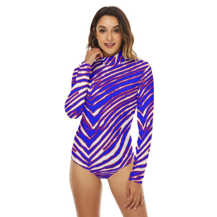 Buffalo Bills Zubaz All-Over Print Women's Turtleneck Long Sleeve Bodysuit - Image 2