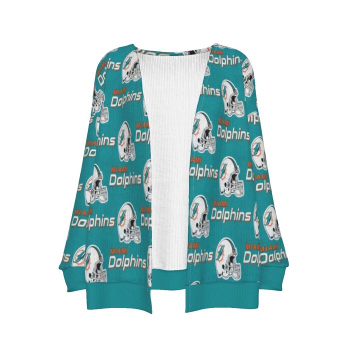 Miami Dolphins Zubaz All-Over Print Women's Imitation Knitted Cardigan - Image 2