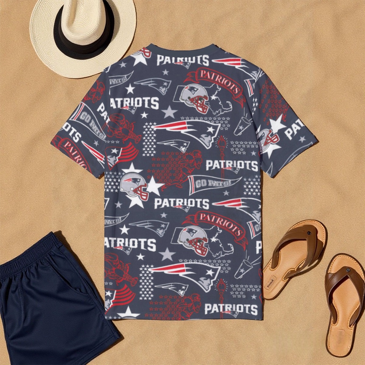 New England Patriots Zubaz All-Over Print Men's O-Neck T-Shirt | 190GSM Cotton - Image 2