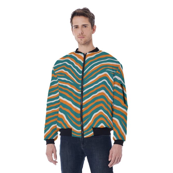 Miami Dolphins Zubaz All-Over Print Men's Bomber Jacket With Sleeve Pocket - Image 1