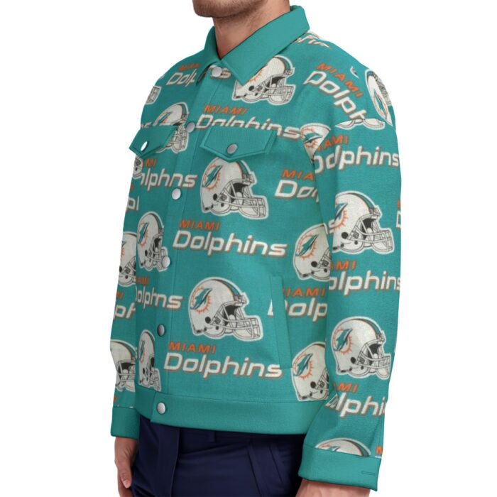 Miami Dolphins Zubaz All-Over Print Unisex Lapel Jacket | 245GSM Cotton - Image 4