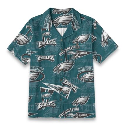 Philadelphia Eagles Zubaz All-Over Print Men's Casual Hawaiian Short Sleeve Shirt | 125GSM Cotton