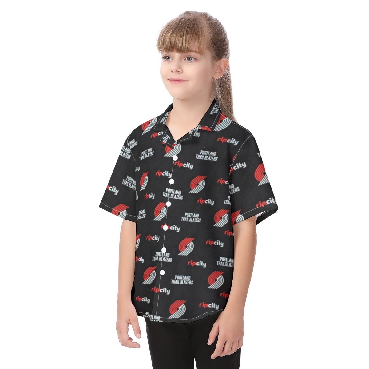 Portland Trail Blazers Kid's Hawaiian Vacation Shirt - Image 3