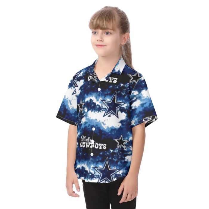 Dallas Cowboys Zubaz All-Over Print Kid's Hawaiian Vacation Shirt - Image 2