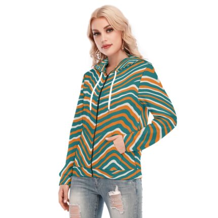Miami Dolphins Zubaz All-Over Print Women's Hoodie With Zipper