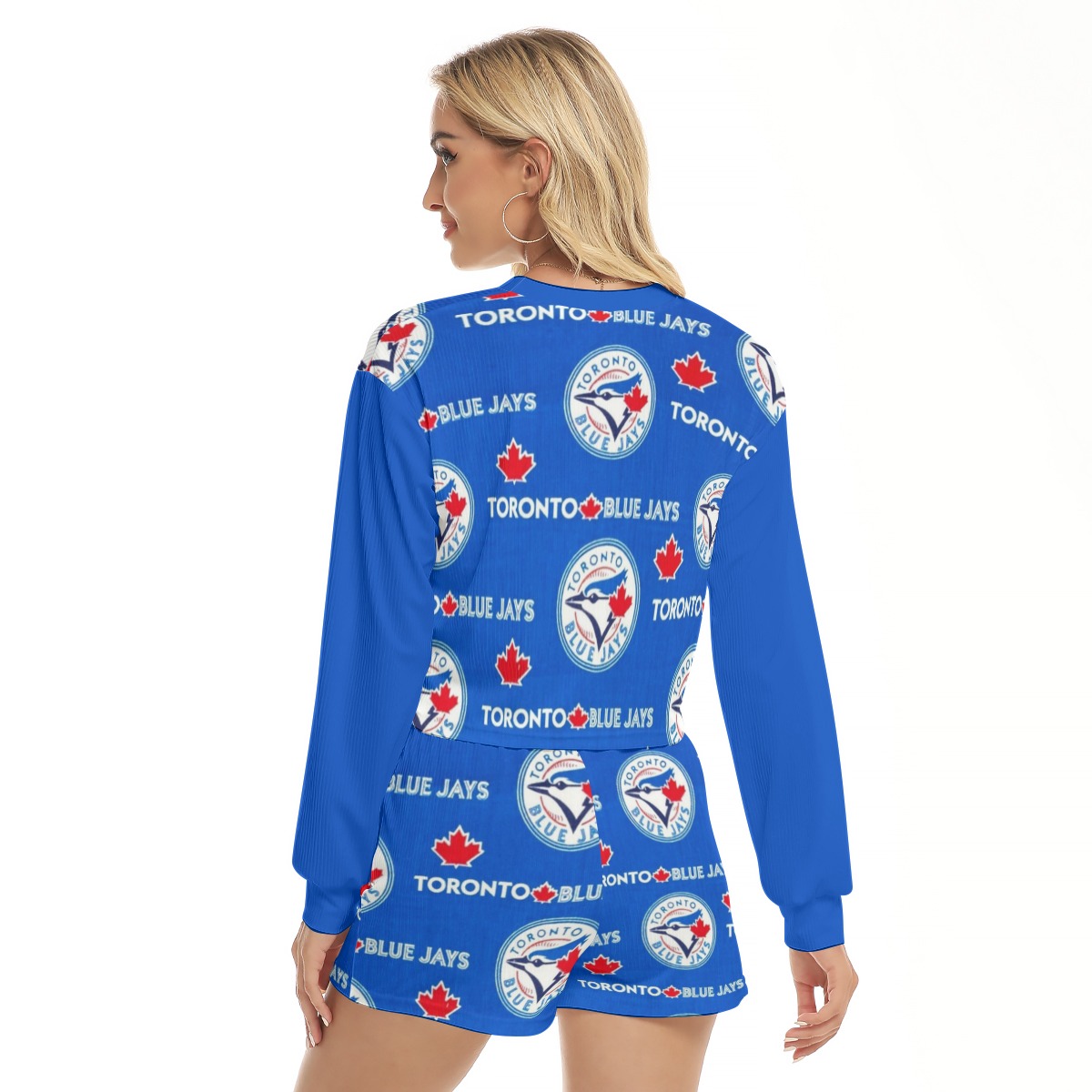 Toronto Blue Jays Women's Short Sweatshirt And Pants Suit - Image 4