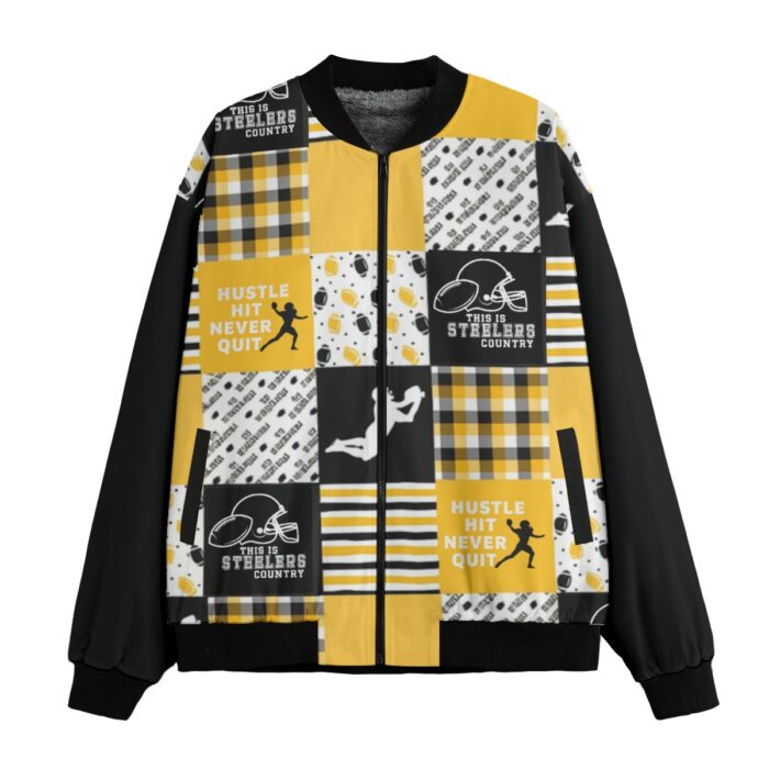 Pittsburgh Steelers Zubaz All-Over Print Men’s Fleece Bomber Jacket - Image 2
