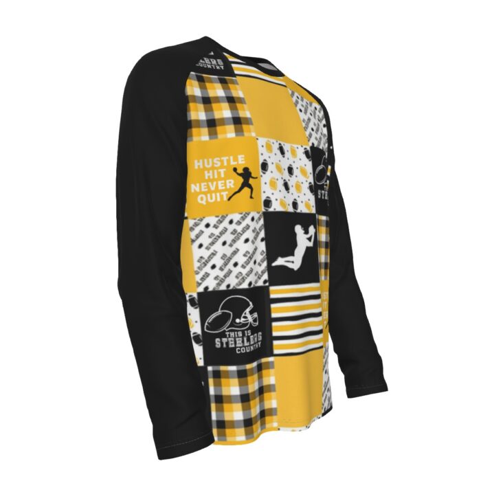 Pittsburgh Steelers Zubaz All-Over Print Men's Raglan Long Sleeve T-shirt  | 190GSM Cotton - Image 4