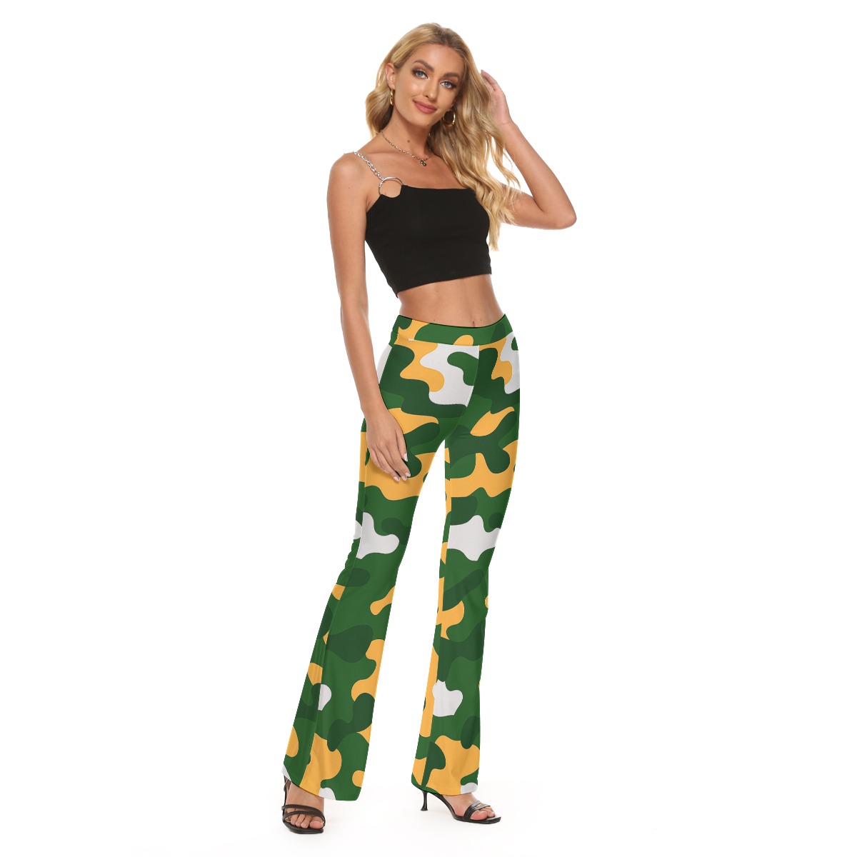 Green Bay Packers All-Over Print Women's Skinny Flare Pants - Image 3