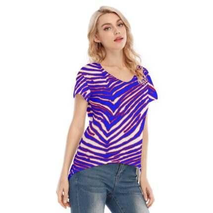 Buffalo Bills Zubaz All-Over Print Women's V-neck Short Sleeve T-shirt