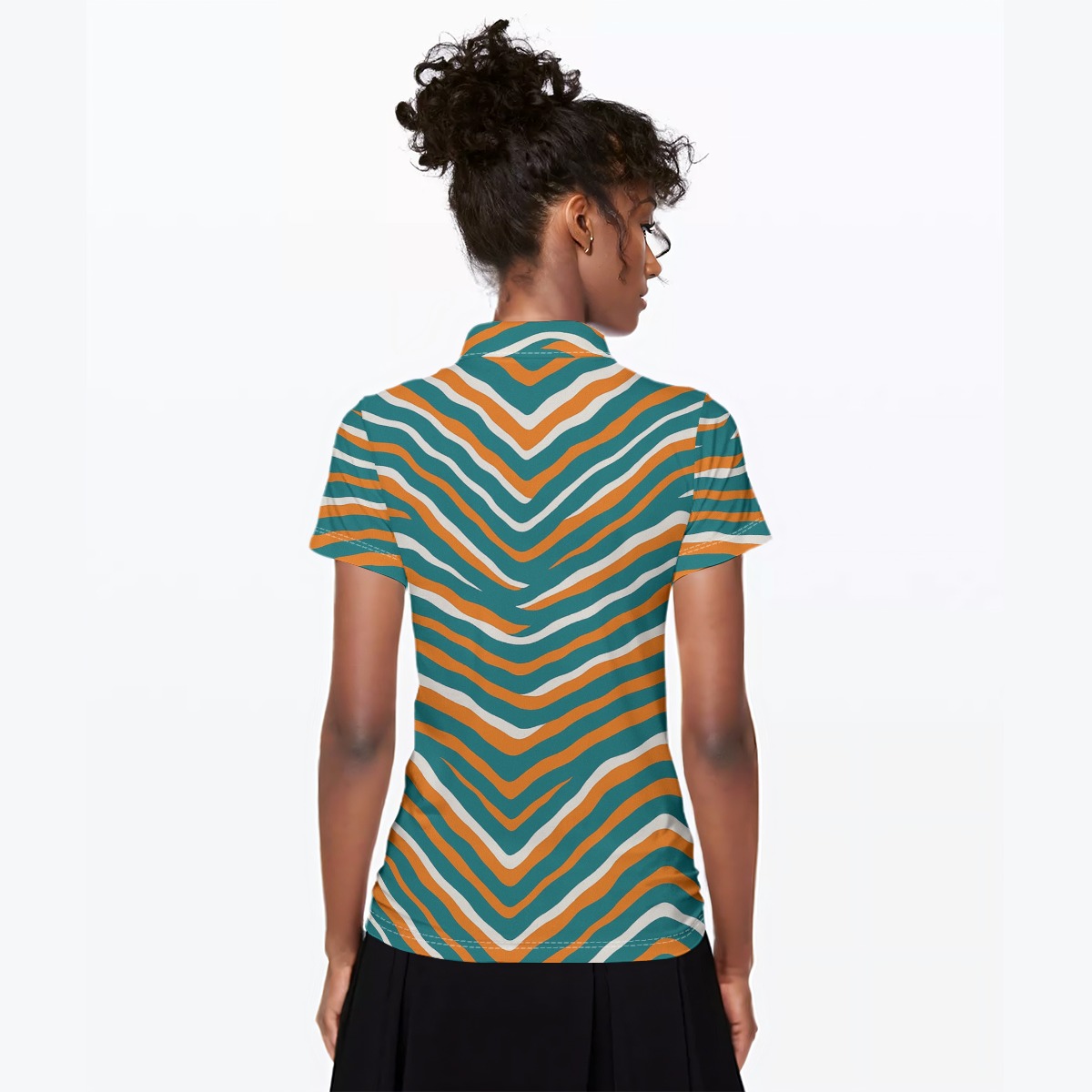 Miami Dolphins Zubaz All-Over Print Women's Polo Collar Jersey