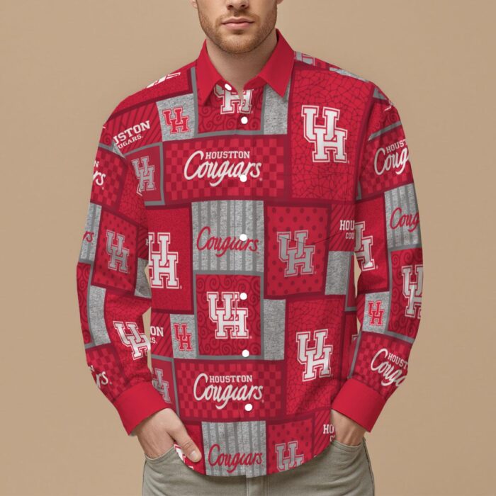 Houston - Cougars Men's Slim Fit Long Sleeve Shirt - Image 1