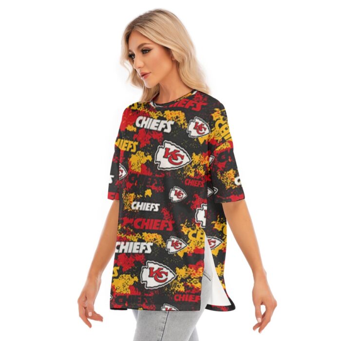 Kansas City Chiefs  Women's Short Sleeves T-shirt With Hem Split - Image 2
