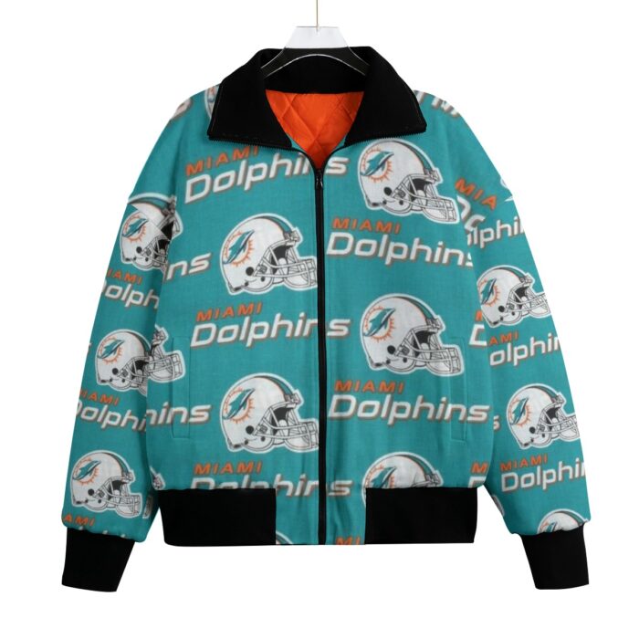 Miami Dolphins Zubaz All-Over Print Unisex Knitted Fleece Lapel Outwear - Image 4