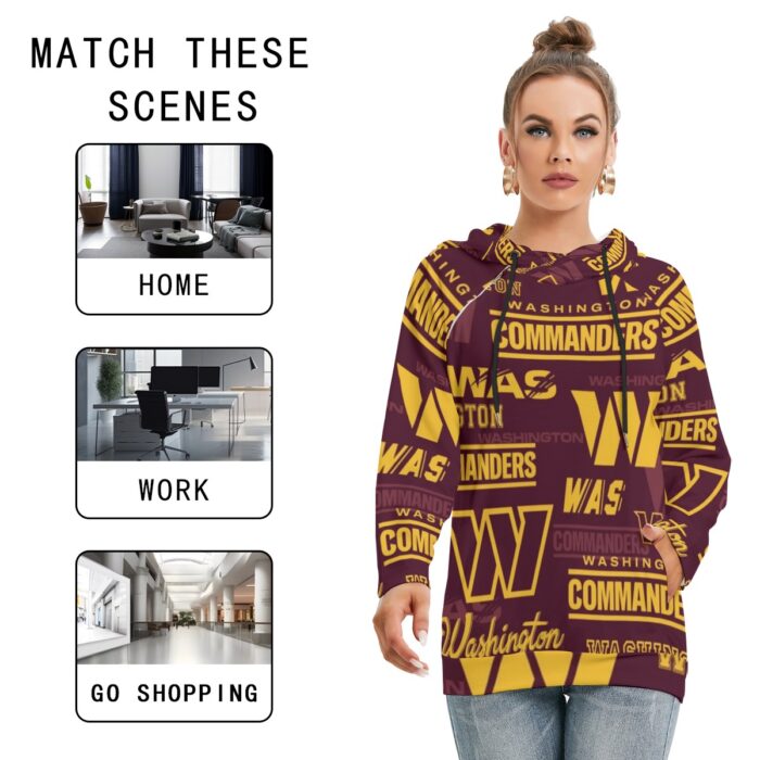 Washington Commanders Redskins Women's Hoodie With Double Hood - Image 5
