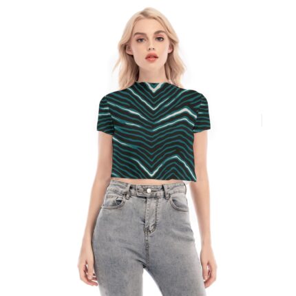 Philadelphia Eagles Zubaz All-Over Print Women's Short Sleeves Mesh Crop Top