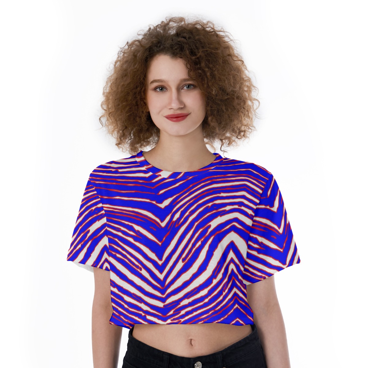 Buffalo Bills Zubaz All-Over Print Cropped T-Shirt - Image 2