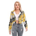 Pittsburgh Steelers Zubaz All-Over Print Women's Crop Top Hoodie With Zipper Closure - Image 2